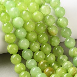 Green Yellow Natural Green Calcite Beads Strands, Dyed, Smooth Round, 10mm, Hole: 1.2mm, about 39pcs/strand, 15.35''(39cm)