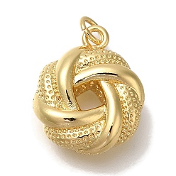 Настоящее золото 18K Стойки обшивки латунные подвески, без кадмия и без свинца, долговечный, с целью перехода в кольце, амулеты любовный узел, реальный 18 k позолоченный, 19x16x7 мм, отверстие : 3 мм