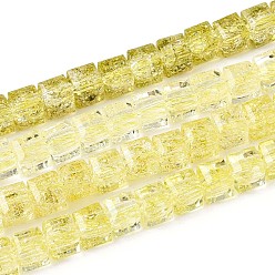 Светло-хаки Хрустящие прозрачные стеклянные бусины нити, кубические, граненые, светлый хаки, 5.5~6x6~6.5x6~6.5 мм, отверстие : 1.2~1.5 мм, около 65 шт / нитка, 14.76~14.96 дюйм (37.5~38 см)