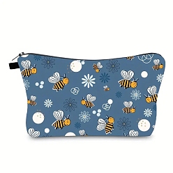 Bees Polyester Wallet, Makeup Bag, with Zipper, Rectangle, Bees, 17x25cm