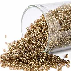 (421) Gold Luster Transparent Pink Круглые бусины toho, японский бисер, (421) золотой блеск прозрачный розовый, 15/0, 1.5 мм, отверстие : 0.7 мм, Около 15000 шт / 50 г