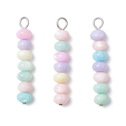 Нержавеющая Сталь Цвет Подвески из натурального пресноводного ракушечника в форме ронделла, окрашенные в цвет макарон, с 304 петлями из нержавеющей стали, красочный, цвет нержавеющей стали, 27x5 мм, отверстие : 2 мм