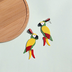 Золотистый Акриловые болтаться серьги стержня, попугай, золотые, 85 мм