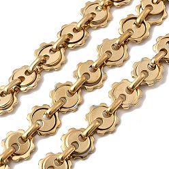 Real 20K Gold Plated 304 из нержавеющей стали цепи связи цветок, несварные, ионное покрытие (ip), реальный 20 k позолоченный, 7.5x5x2 мм