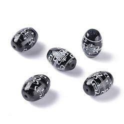 Nectar Bottle Pattern Тибетского стиля бусы дзи, природных бисера агат, окрашенная и подогревом, овальные, образец бутылки нектара, 13.5x10 мм, отверстие : 1.2 мм