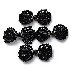 Black Copper Wire Wrapped Glass Beaded Bowknot Cabochons, Black, 24x41x5.5mm