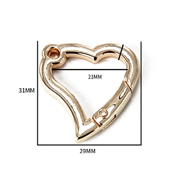 Light Gold Легкосплавные пружинные кольца, сердце, золотой свет, 31x29x4.1 мм, отверстие : 21 мм