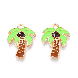 Другие Подвески из сплава и эмали на пляжную тематику, золотой свет, кокосовая пальма, 20~20.5x15.2x1.1 мм, отверстие : 1.6 мм