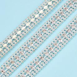 Silver Crystal Rhinestone Cup Chains and Brass Ball Chains, Brass Rhinestone Strass Chains, Cadmium Free & Lead Free, Soldered, with Spool, Silver, 8.5mm, about 32.81 Feet(10m)/Roll