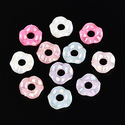 (52) Непрозрачная лаванда Пластиковые шарики, имитация желе, волновое кольцо, с покрытием AB цвета, разноцветные, 12.5x3.5 мм, отверстие : 4 мм, Около 2083 шт / 500 г