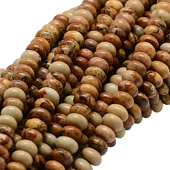 Пейзажный Джаспер 1 нити рондель натуральные яшмовые бусины с рисунком, 6x4 мм, отверстие : 1 мм, около 105 шт / нитка, 15.74'' (39.98 см)