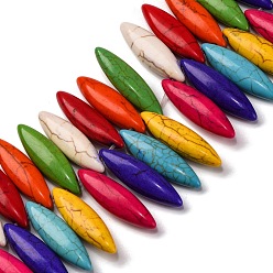 (52) Непрозрачная лаванда Синтетических нитей бирюзовые бусы, окрашенные, лошадиный глаз , Топ пробуренной, разноцветные, 28x8 мм, отверстие : 1 мм, Около 645 шт / 1000 г