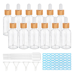 (52) Непрозрачная лаванда 30 флаконы капельницы стеклянные, с капельницей, мини-прозрачный пластиковый воронкообразный бункер, водонепроницаемые наклейки этикетки, клейкие наклейки, разноцветные, 3.3x10 см, Емкость: 30 мл, 24 комплект