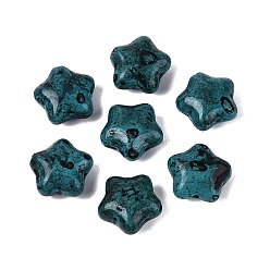 Bleu Vert Perles de verre opaque Picasso, étoiles, sarcelle, 15~15.5x15.5~16x8~8.5mm, Trou: 1~1.5mm, environ 213 pcs / livre