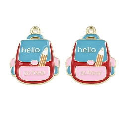 Разноцветный Подвески из эмали и сплава, прелести мешков, золотые, красочный, 27x22x1 мм, отверстие : 2 мм