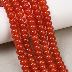 Red Natural Deyd White Jade Beads Strands, Smooth Rondelle, Red, 8~8.5x5mm, Hole: 0.9mm, about 74~76pcs/strand, 14.96''~15.35''(38~39cm)
