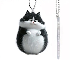 Черный Акриловые подвесные украшения для кошек, для украшения зеркала заднего вида автомобиля, чёрные, Кулон : 80 мм