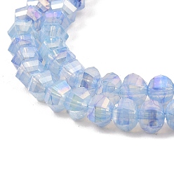 Light Steel Blue Imitation Jade Glass Beads Strands, Faceted, AB Color Plated, Rondelle, Light Steel Blue, 5x4.5mm, Hole: 1.2mm, about 70pcs/strand, 12.80''(32.5cm)