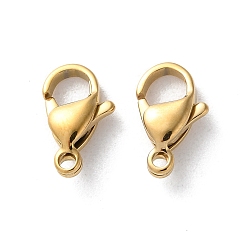 Настоящее золото 18K 304 нержавеющая сталь застежка когтя омара, реальный 18 k позолоченный, 12x7.5x3.5 мм, отверстие : 1.5 мм