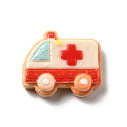 Красный Кабошоны из непрозрачной смолы на тему транспорта, скорая помощь, красные, 24x27.5x8 мм