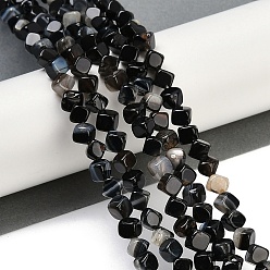 (946F)Морозный цвет внутри  Жонкиль / Непрозрачная зеленая подкладка Нити бусин из натурального полосчатого агата (окрашенного и нагретого), кубические, 7.5~8.5x6.5~8.5x5.5~6.5 мм, отверстие : 0.7 мм, около 52~56 шт / нитка, 15.16~15.87'' (38.5~40.3 см)