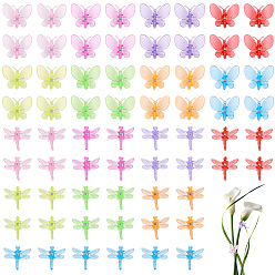 (52) Непрозрачная лаванда 70шт. 2 стилей акриловых заколок-крабиков для волос, бабочка / стрекоза, разноцветные, 33~37x35~39 мм, 35 шт / стиль