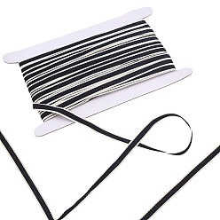 Черный 25 полиэфирная лента в ярдах, разноцветная жаккардовая лента, чёрные, 3/8 дюйм (10.5 мм), 25 ярдов / комплект