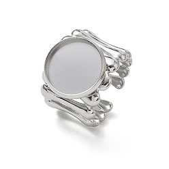 Stainless Steel Color 304 Stainless Steel Cuff Ring Components, Round Bezel Pad Ring Setting, Stainless Steel Color, 18mm,18mm, Tray Size: 14mm