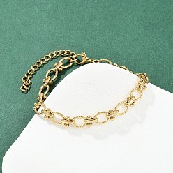 Oval 304 женские браслеты-цепочки со звеньями из нержавеющей стали, вакуумное покрытие pvd, реальный 22 k позолоченный, овальные, 7-3/8 дюйм (18.6 см)