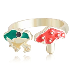 Золотой Открытая манжета из сплава лягушка и гриб для женщин, золотые, размер США 5 3/4 (16.3 мм)