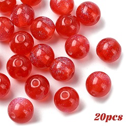 (123L) Белый крем непрозрачный блеск 20шт круглые бусины из смолы с имитацией кошачьего глаза, с блеском порошок, огнеупорный кирпич, 8 мм, отверстие : 1.6~1.8 мм