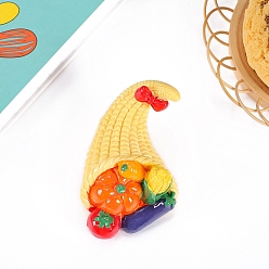 Оранжевый Миниатюрные украшения из смолы, аксессуары для домашнего кукольного домика с микро-ландшафтом, притворяясь опорными украшениями, корзина овощей и фруктов, оранжевые, 70x45 мм