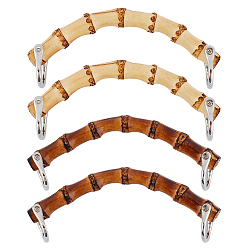 Mixed Color 4Pcs Wooden Bag Handles, with Metal Clasps, for DIY Craft Sewing, Purse Bag Making, Mixed Color, 15cm