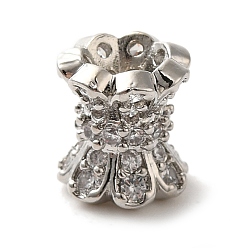 Платина Латунные микро проложить кубического циркония бусы, долговечный, без кадмия и без свинца, платина, 8.5x7.5 мм, отверстие : 2 мм