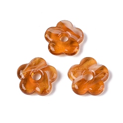 Шоколадный Двухцветные бусины ручной работы из стекла, изготовленные в Европе., бусины с большим отверстием, цветок, цвет шоколада, 15~16x15.5~16x3~4.5 мм, отверстие : 4~5 мм