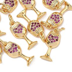 Настоящее золото 18K Латунные микро проложить кубического циркония подвески, без кадмия, без никеля и без свинца, бокал прелести, реальный 18 k позолоченный, 16x7x3 мм, Перейти кольцо: 5x1 мм, внутренний диаметр: 3 мм