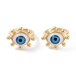 Озёрно--синий Регулируемые кольца на палец с эмалью из латуни, долговечный, реальный 18 k позолоченный, злые глаза, Плут синий, 2 мм, внутренний диаметр: 18 мм