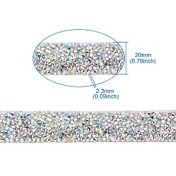 Clear AB Glitter Resin Hotfix Rhinestone(Hot Melt Adhesive On The Back), Rhinestone Trimming, Costume Accessories, Clear AB, 20x2.3mm, about 0.91m/yard