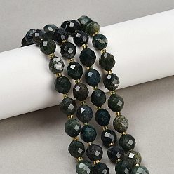 Мосс Агат Природные моховой агат бисер нитей, граненые, овальные, с бисером, 9x10 мм, отверстие : 1.2 мм, около 32 шт / нитка, 15.75'' (40 см)