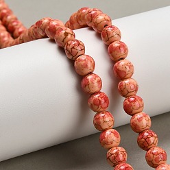 Коралловый Синтетических нитей бирюзовые бусы, круглые, окрашенные, окрашеные, коралл, 7.5~8 мм, отверстие : 1 мм, около 50 шт / нитка, 13.78'' (35 см)