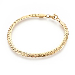 Золотой Ионное покрытие (ip) 304 браслеты-цепочки из нержавеющей стали, с карабин-лобстерами , золотые, 7-1/2 дюйм (19 см), 4.5x1.2 мм