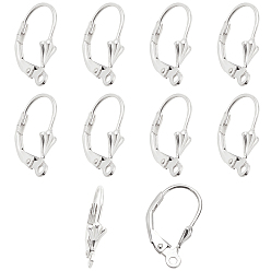 925 Sterling Silver Plated 5 Pairs Sterling Silver Leverback Earring Findings, 925 Sterling Silver Plated, 16.5x9.5x4mm, Hole: 1.2mm