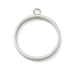 Нержавеющая Сталь Цвет 304 подвески из нержавеющей стали из нержавеющей стали, для diy уф смолы, эпоксидная смола, Прессованные цветочные украшения, плоско-круглые, цвет нержавеющей стали, 26x22x3 мм, отверстие : 2.5 мм, внутренний диаметр: 20 мм