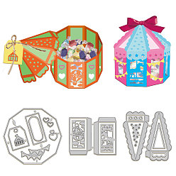 Box Углеродистая сталь разрезает трафареты, для diy scrapbooking, Фотоальбом, декоративная бумага для тиснения, цвет нержавеющей стали, коробка, 87~103x70~108x0.8 мм, 3 шт / комплект