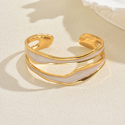 Белый Винтажные браслеты-манжеты из нержавеющей стали для женщин, с эмалью, золотые, белые, внутренний диаметр: 2-3/8 дюйм (6 см)