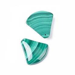Malachite Natural Malachite Pendants, Fan, 25x25x5~5.5mm, Hole: 1mm