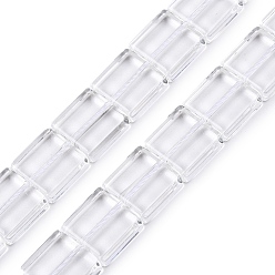 Прозрачный Прозрачные стеклянные бусины, квадратный, прозрачные, 10x10x4 мм, отверстие : 0.8 мм, около 38 шт / нитка, 14.76 дюйм (37.5 см)