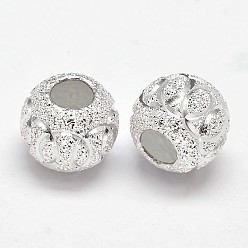 Silver Fancy Cut Textured 925 Sterling Silver Round Beads, Silver, 4x3mm, Hole: 1.6mm, about 212pcs/20g