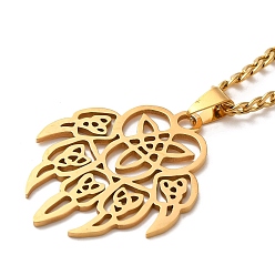 Золотой 201 ожерелья с подвесками в виде ирландского узла из нержавеющей стали, Коготь медведя викинга с ирландским узлом, норвежские ожерелья для мужчин, золотые, 23.31 дюйм (59.2 см)