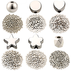 Платина 1200 ПК 6 стили CCB пластиковые бусины, разнообразные, платина, 4.5~7.8x4.5~8x2.8~3 мм, отверстие : 1.2~1.8 мм, 200 шт / стиль